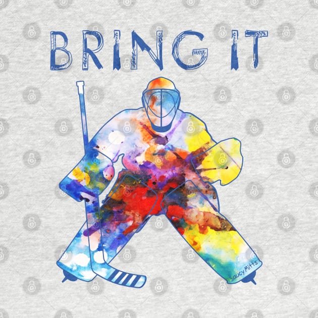 Bring It Hockey Goalie Watercolor by SaucyMittsHockey